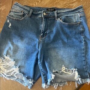 Judy Blue Distressed Denim Shorts - Classic Blue
